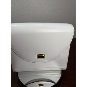Bally‎ Leather Handbag White Red Gold Hardware Flap Closure